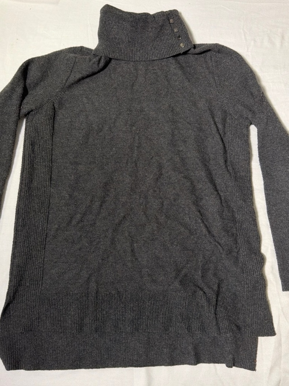 Calvin Klein Jeans Charcoal Gray Button-Trim Turtleneck Sweater